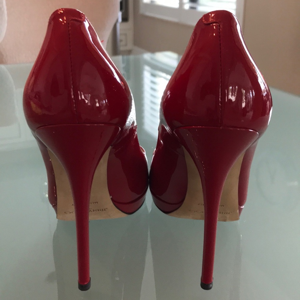NWOT Jimmy Choo Red Patent Leather Pumps Sz 39.5 - Picture 5 of 7